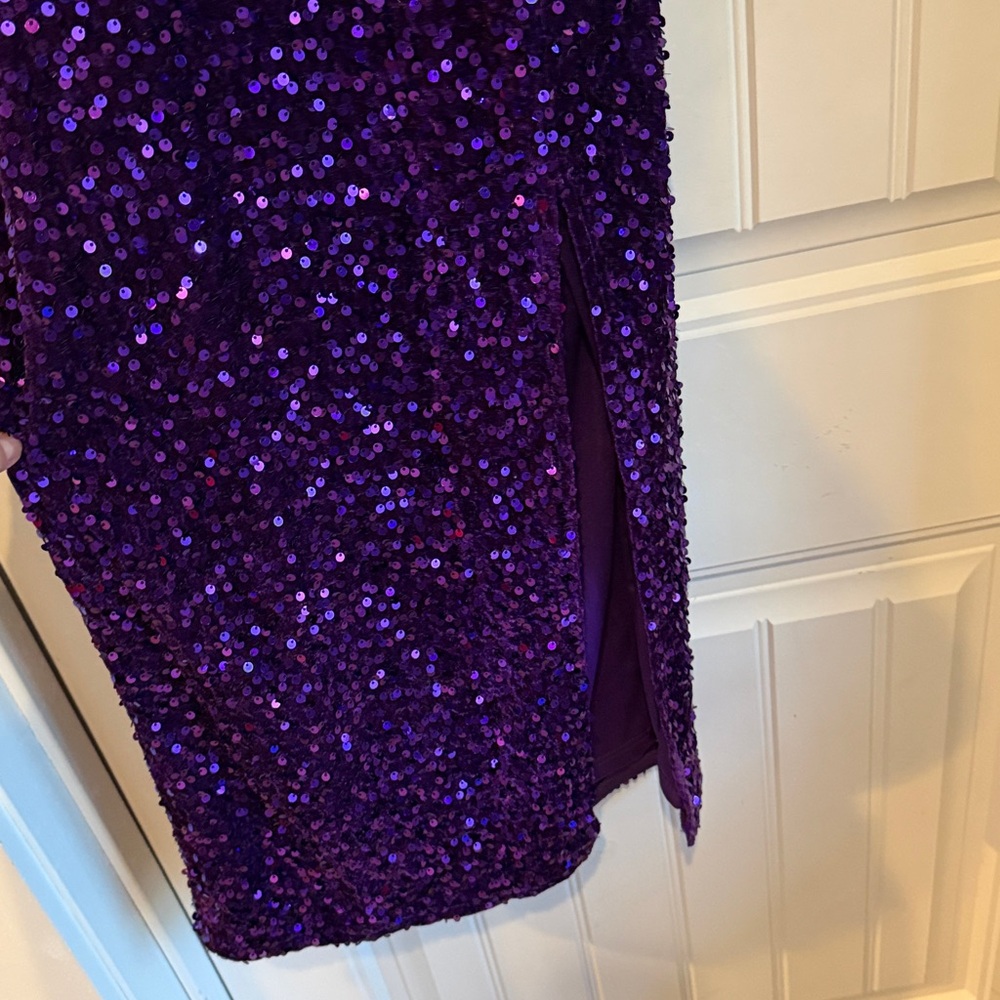 Lulus Extra Electrifying Purple Sequin Backless Bodycon Midi Dress - Picture 2 of 5
